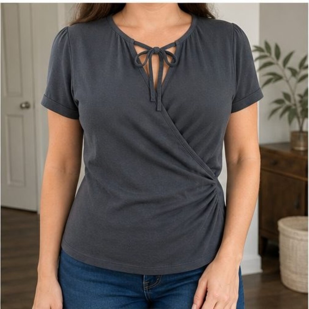 Charcoal Ruffle Blouse - Picture 2 of 6